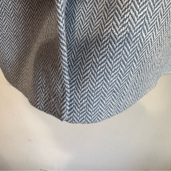 J Crew Factory Blue Herringbone One Button Blazer Linen Cotton Preppy Size 8 - Picture 5 of 14